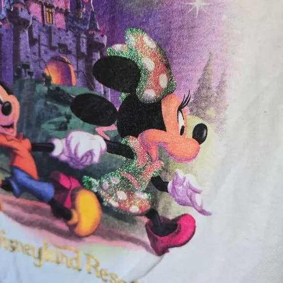 Disney Parks Disneyland Resort Glitter Baseball Tee size Large Mickey Minnie - Picture 5 of 7